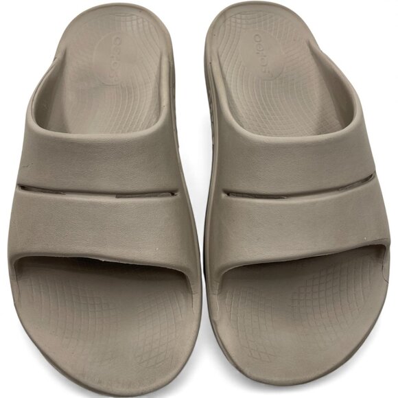 Oofos Beige Tan Sandals Women's 7 Men's 5 - Picture 9 of 15